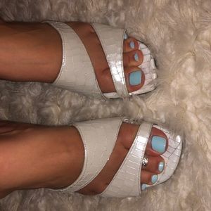 White shimmery heels